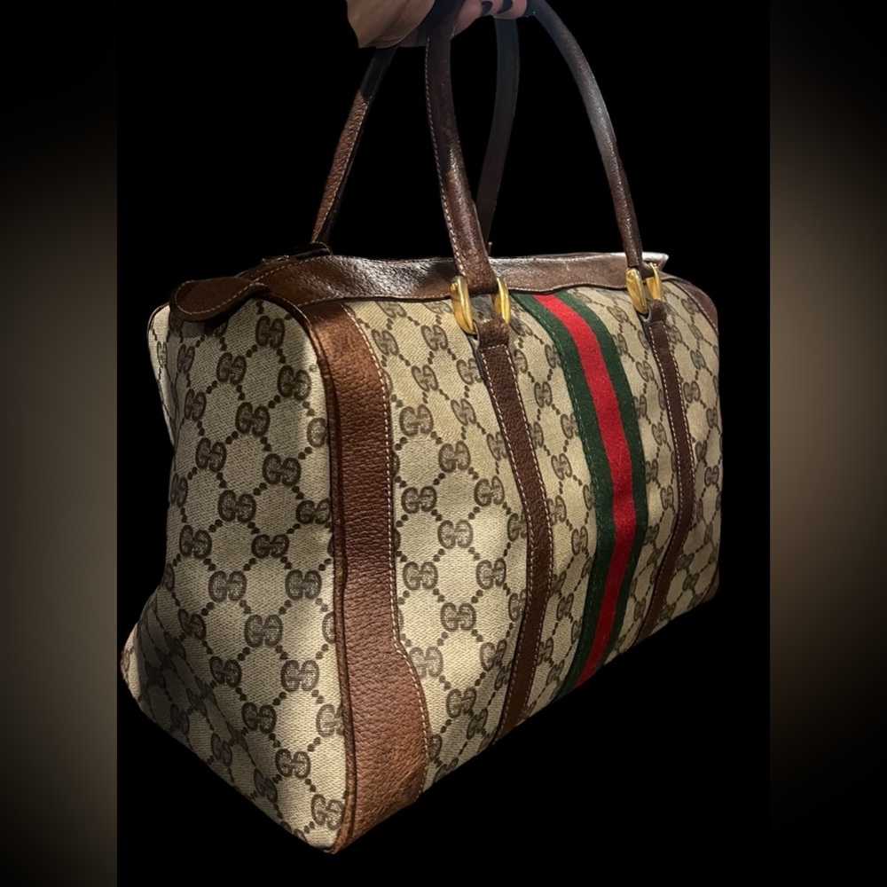 GUCCI Vintage GG Monogram Top Handle Boston Bag